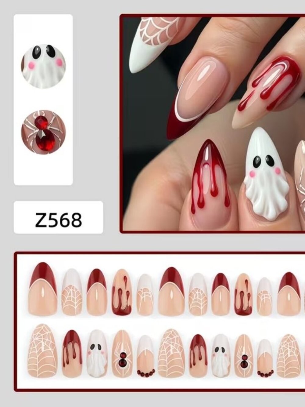 30 piece halloween theme nail set new